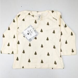 Kate Quinn Cream & Olive Green Pine Tree Pointelle Shirt - 6-12 Months